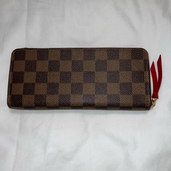 Louis Vuitton Damier Ebene Clemence Cherry Zip Wallet Authenic Receipts SD0129 - Picture 4 of 11